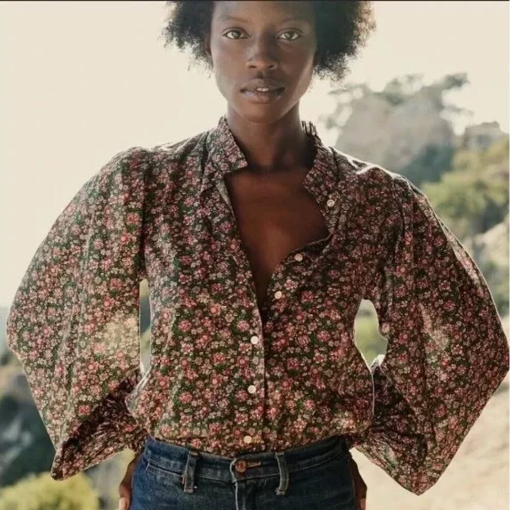 Doen Floral Blouse in Pink and Green